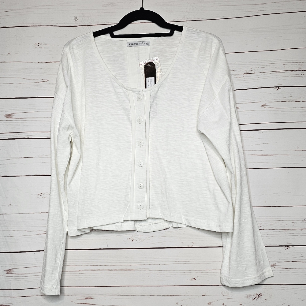 Snapdragon & Twig White Button Front Top